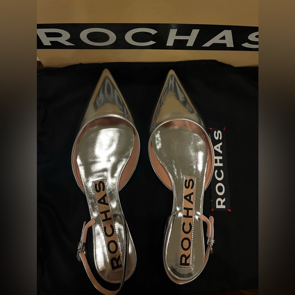 Rochas Metallic Silver Sandals